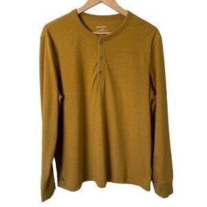 UNTUCKit Long Sleeve Henley Shirt Mens L Mustard Yellow Pullover Casual EUC